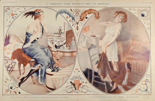 Female Motivations- La Vie Parisienne, Centerfold - Authentic Vintage Illustration