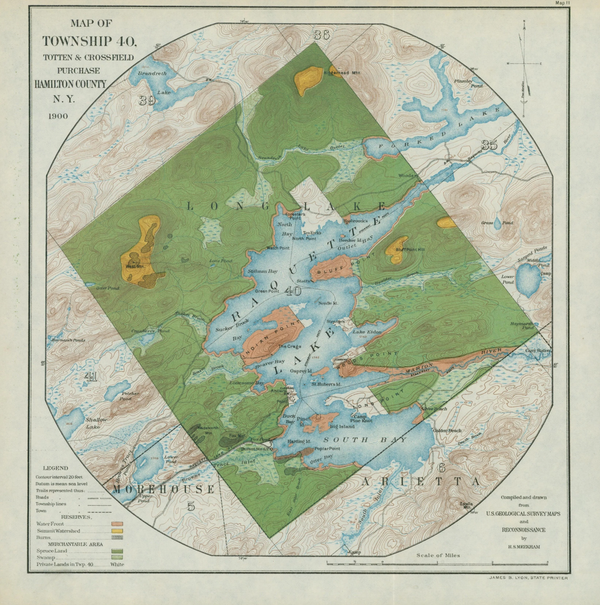 U.S. Geological Survey- Hamilton County, New York - Authentic Vintage Map