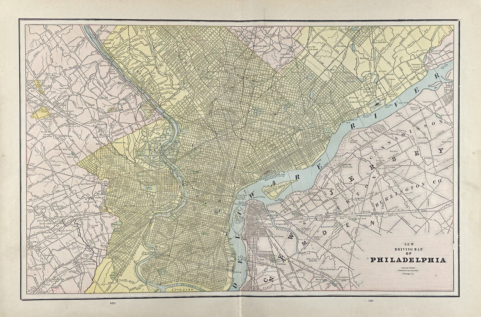Philadelphia- Cram’s Atlas - Authentic Vintage Map