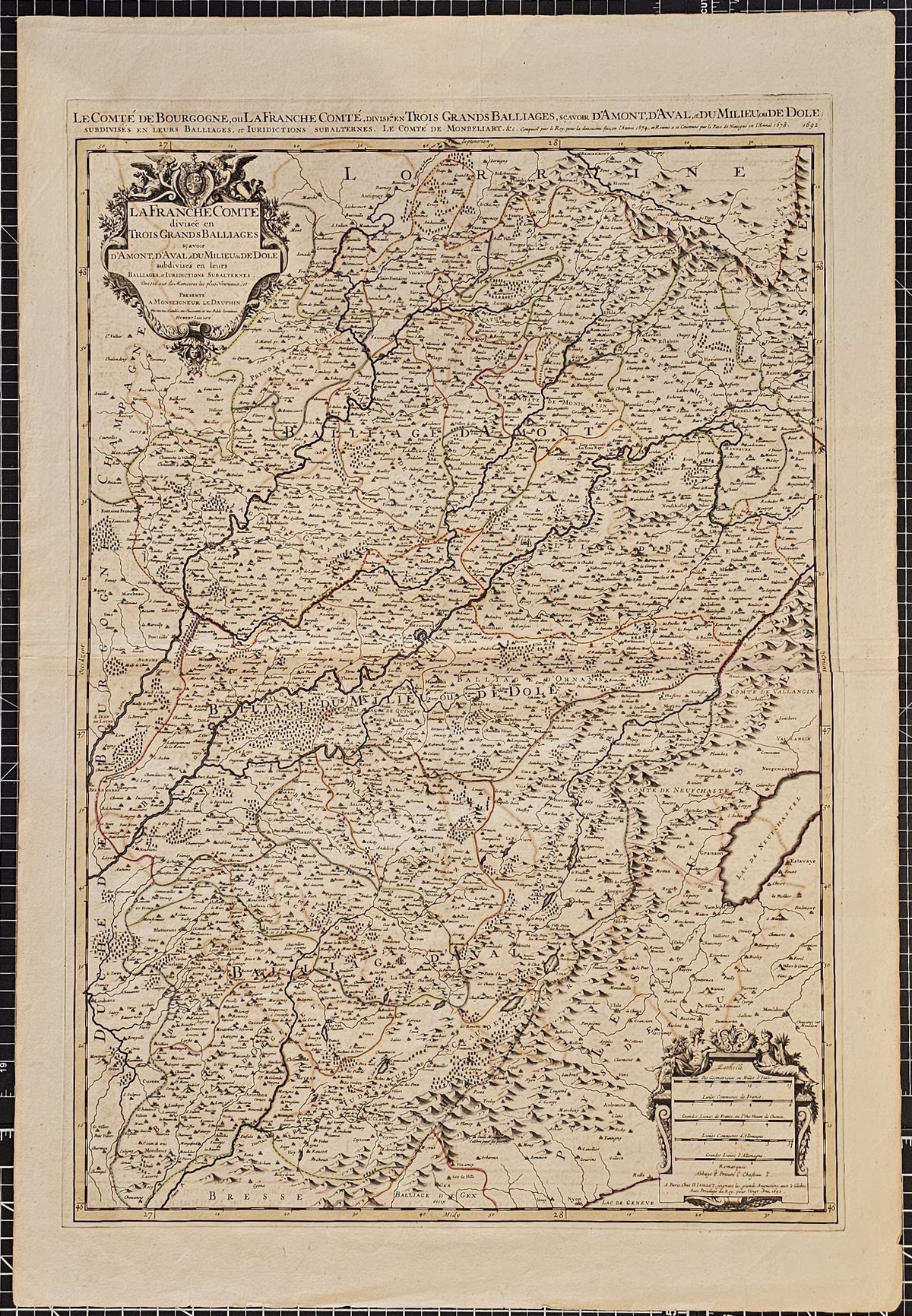 Franche-Comté Region, France - Original Vintage Map