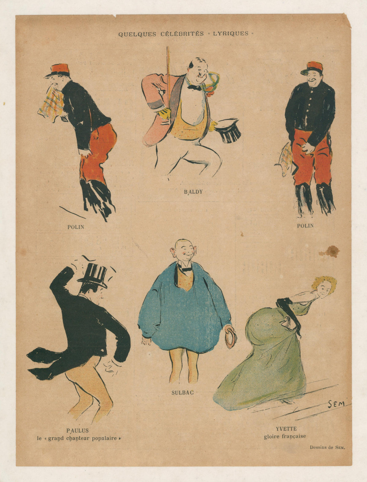 Some Lyric Celebrities- Le Rire - Original Vintage Illustration