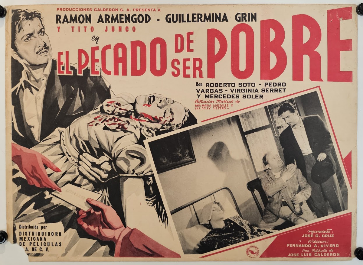 El Pecado de Ser Pobre, Lobby Card - Original Vintage Window Card:
