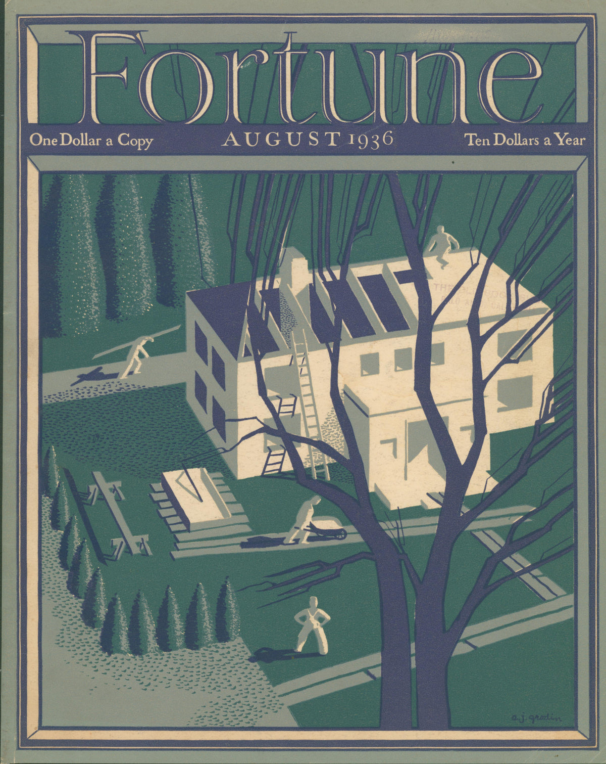 Lot of (5) 1930s Fortune Magazine Covers 4 - Original Vintage Cover Art: