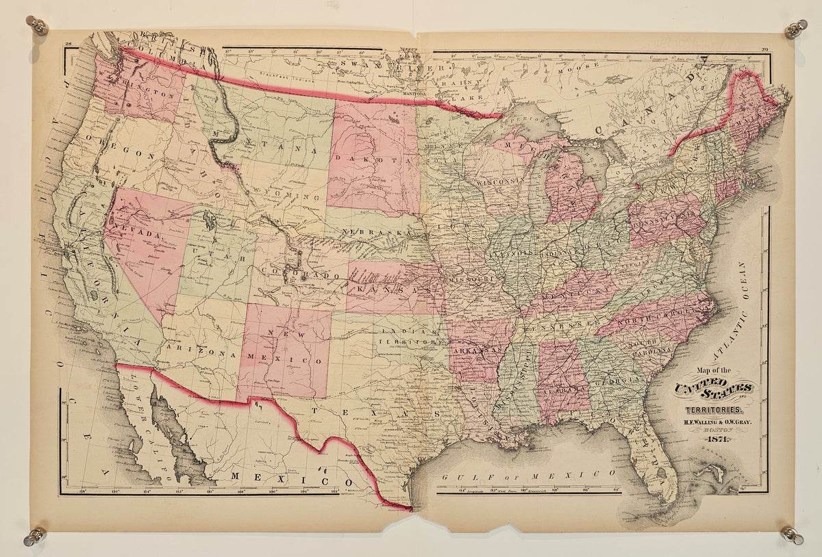 United States Territories - Original Vintage Map
