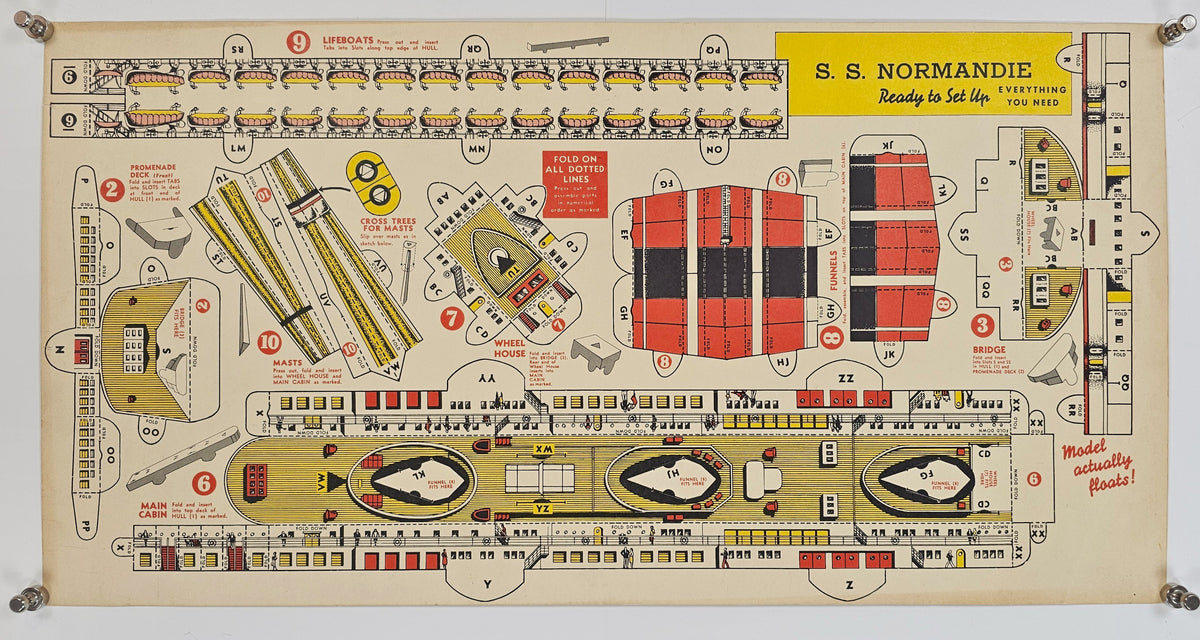 S.S. Normandie - Original Antique Print: