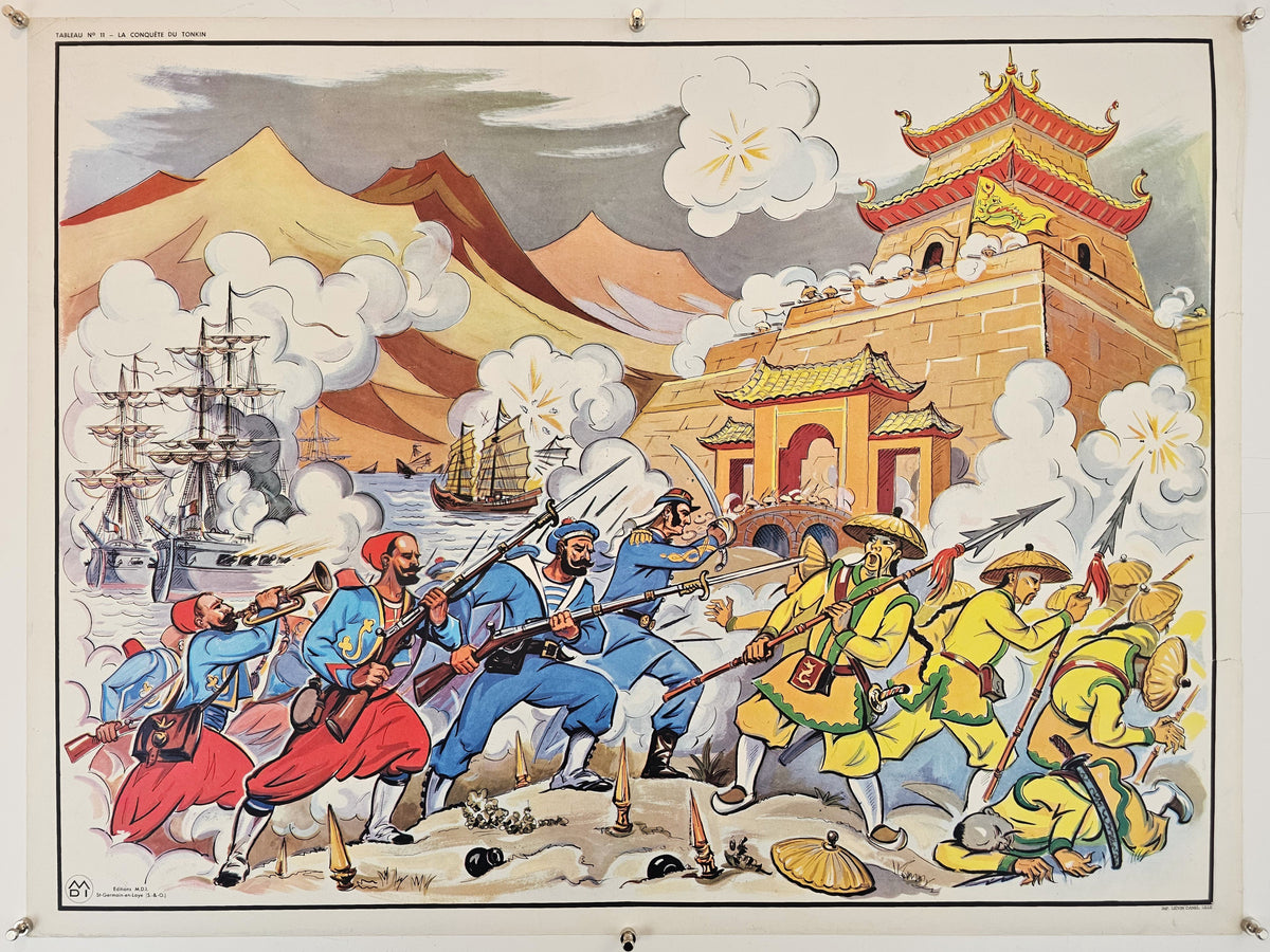 La Conquête du Tonkin, French Classroom Poster - Original Vintage Poster