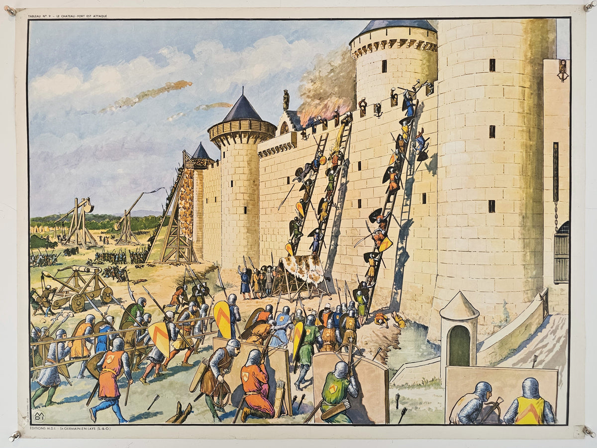 Attack on Château-Fort, French Classroom Poster - Original Vintage Poster