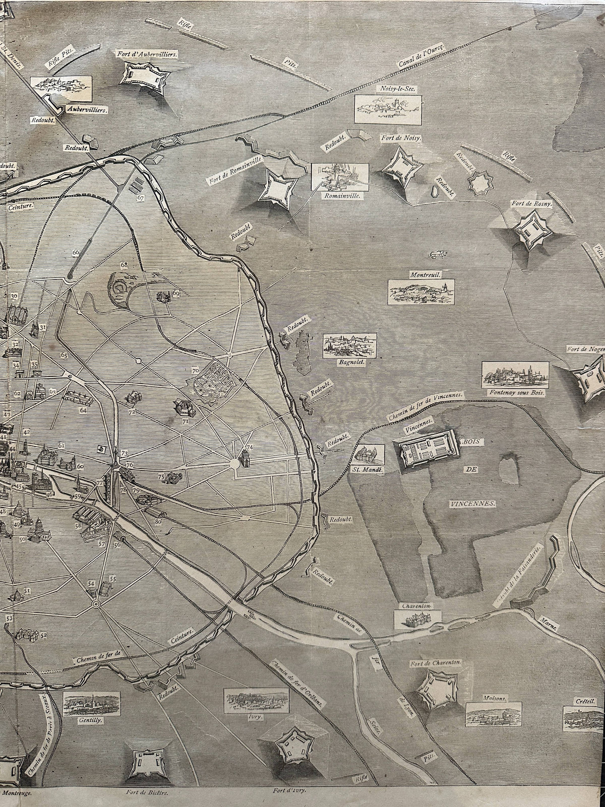 Principal Buildings in Paris - Original Vintage Map