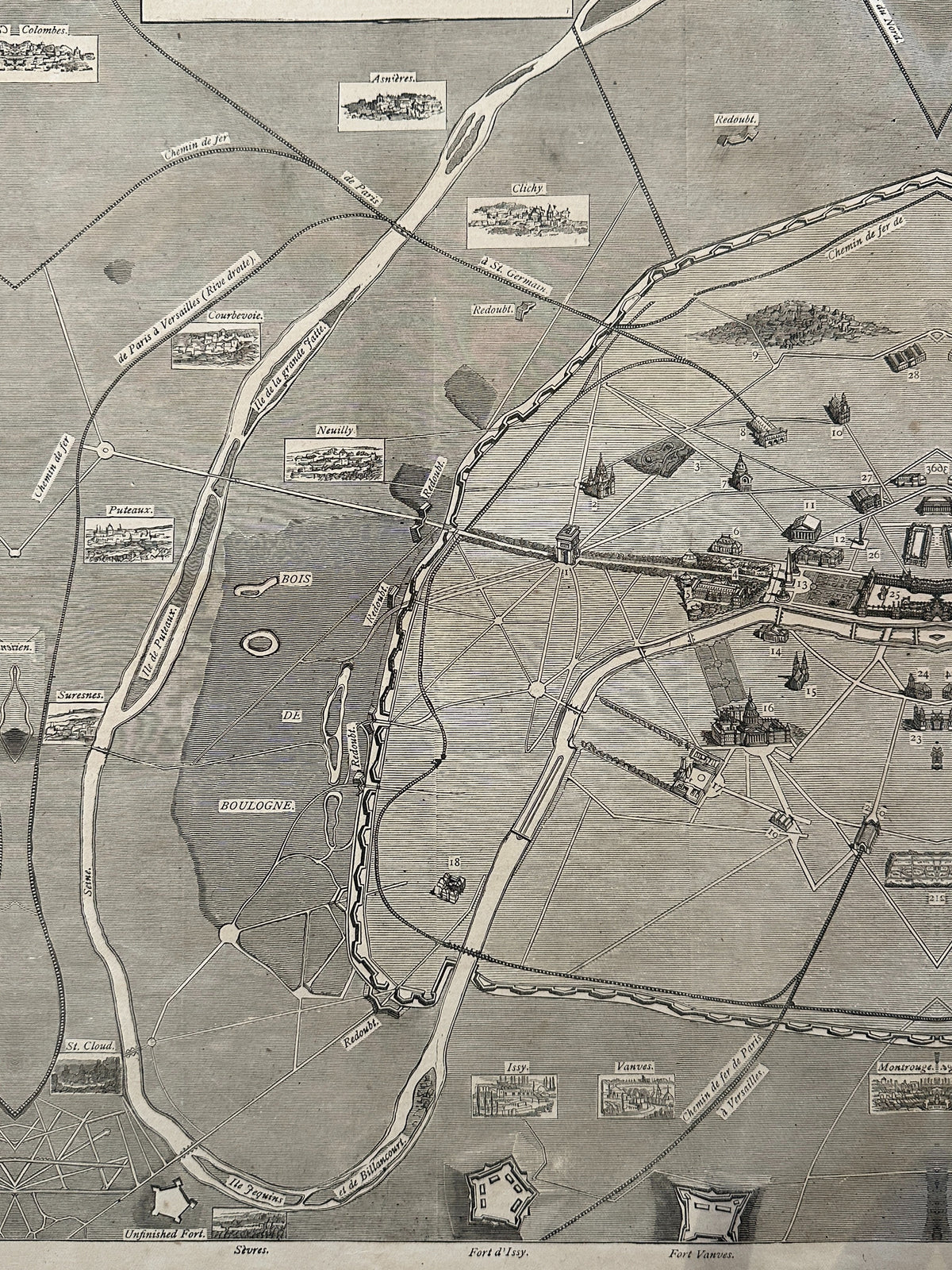 Principal Buildings in Paris - Original Vintage Map