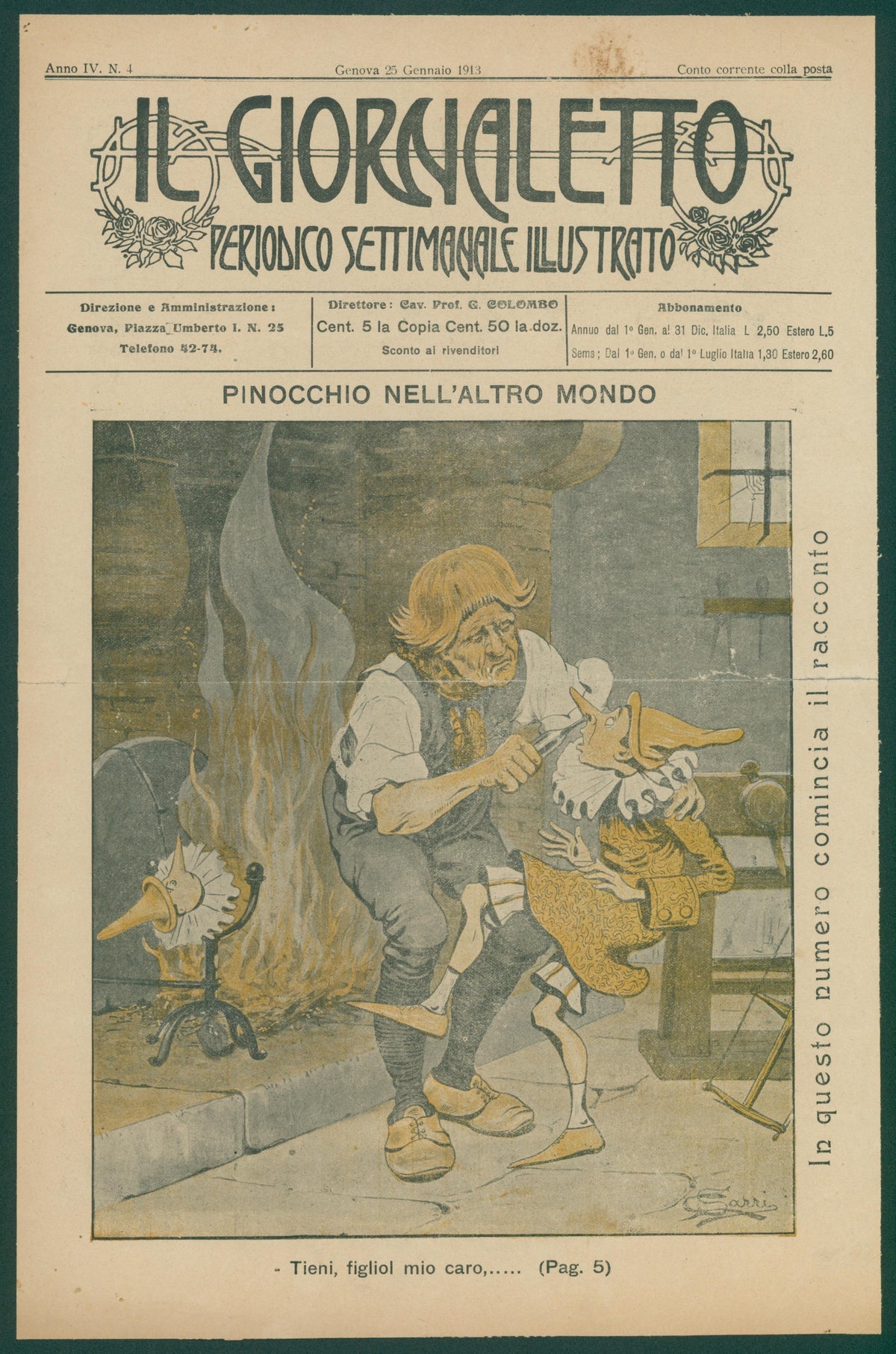 Pinocchio in the Other World, Il Giornaletto - Original Vintage Cover Art: