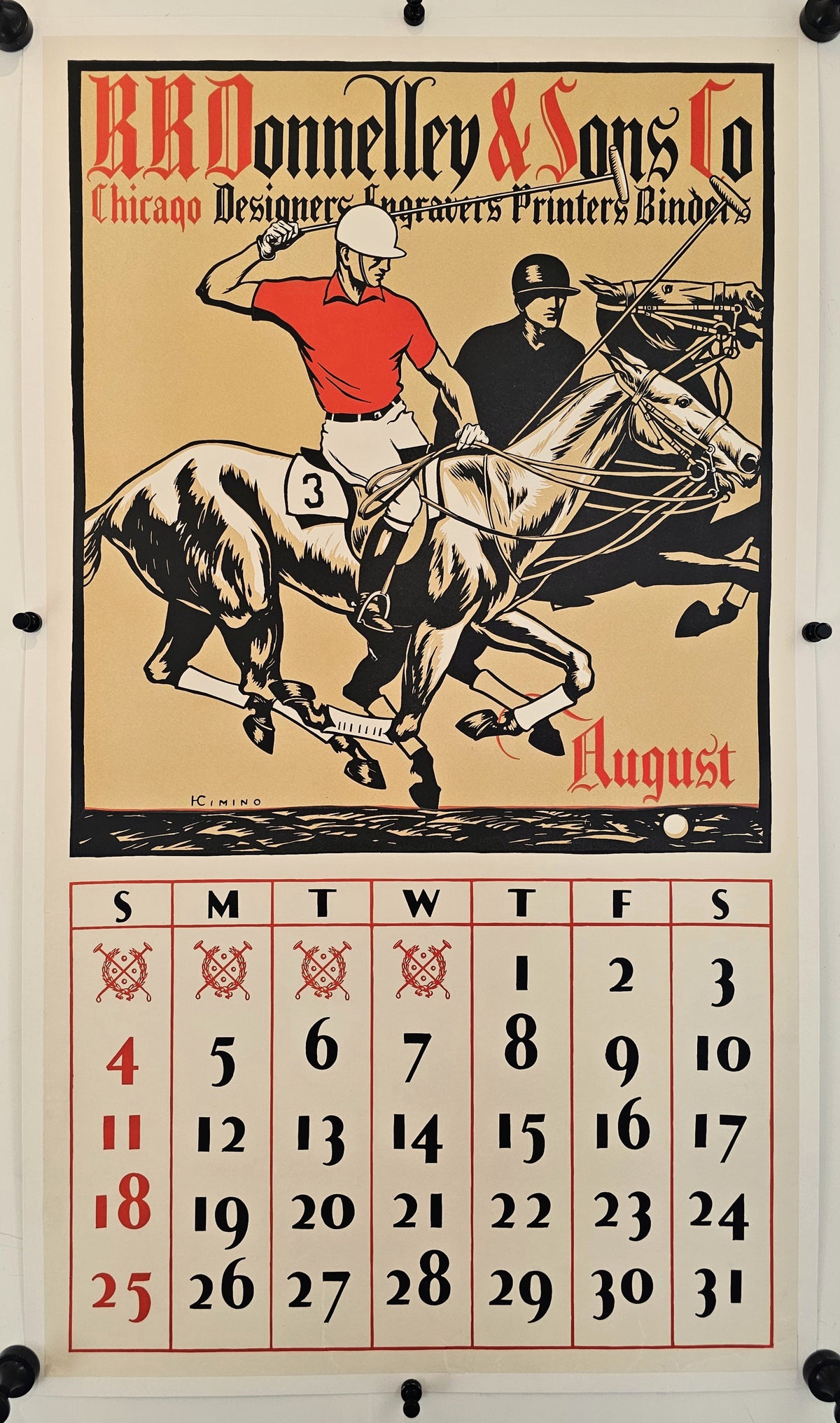 August Calendar, R.R. Donnelley & Sons - Original Vintage Poster