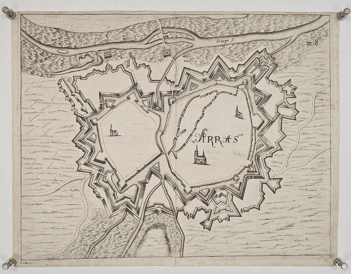 Map of Arras, France - Original Vintage Map