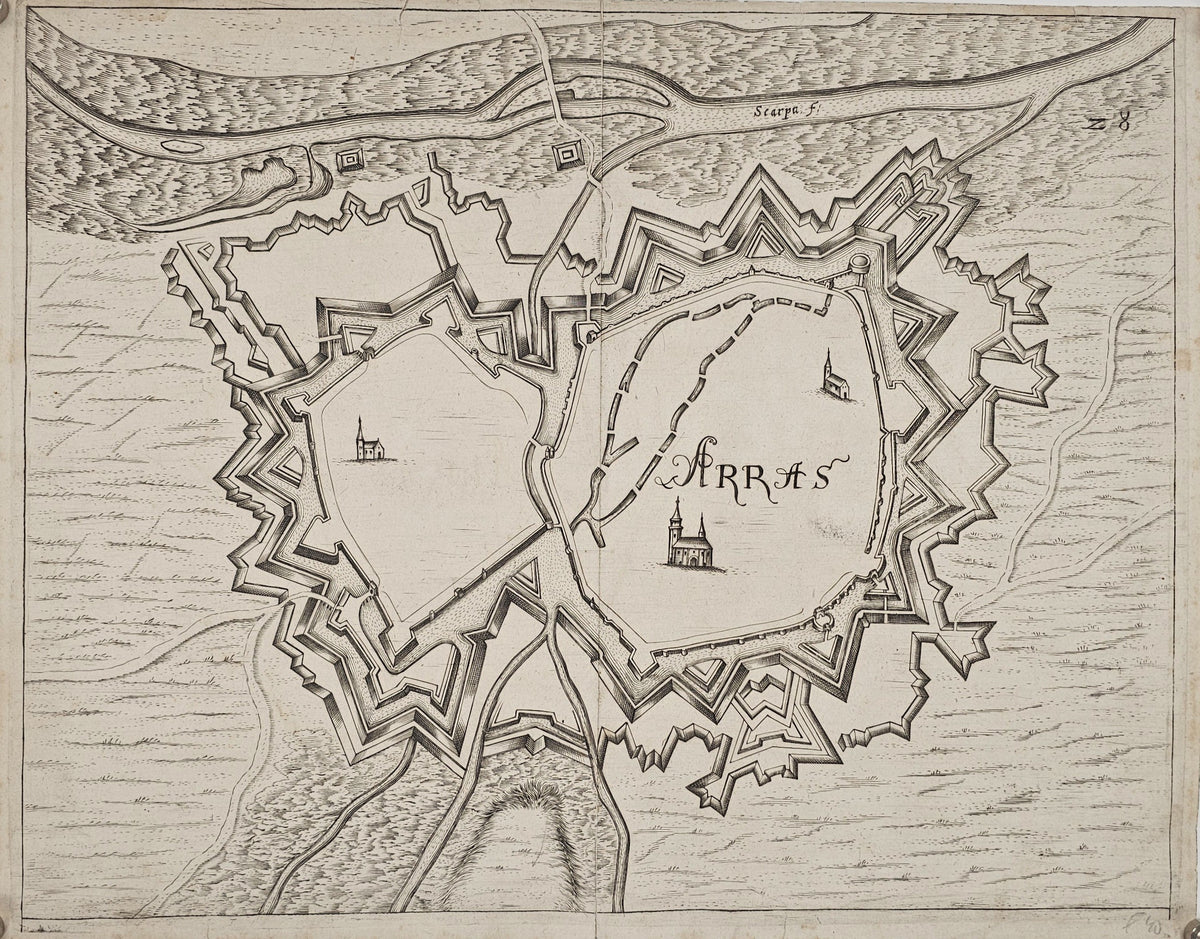 Map of Arras, France - Original Vintage Map