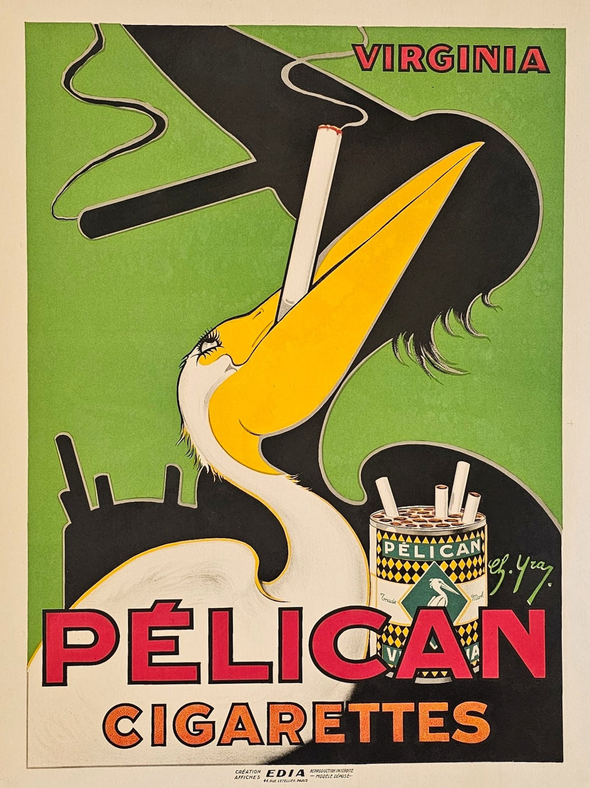 Pelican Cigarettes - Original Vintage Poster