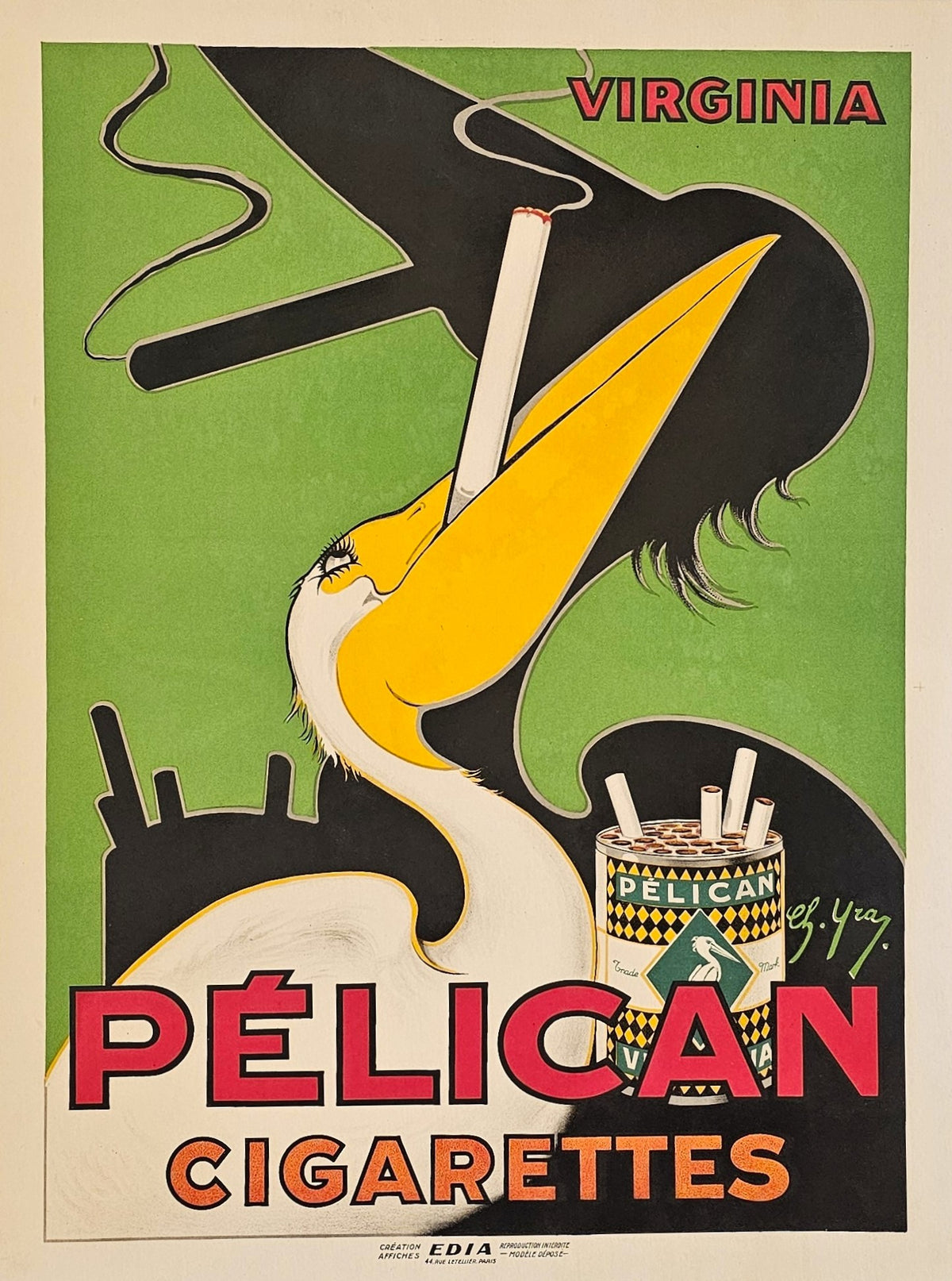 Pelican Cigarettes - Original Vintage Poster