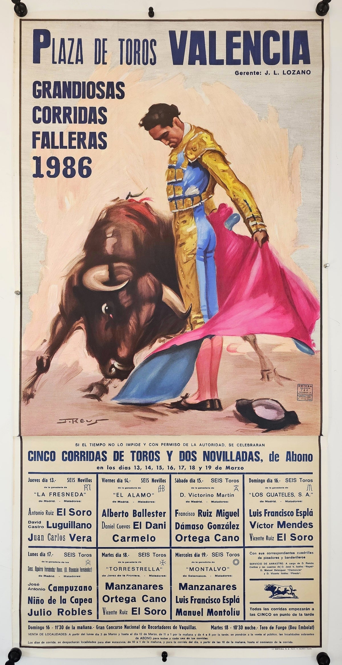 Plaza De Toros, Valencia - Original Vintage Poster