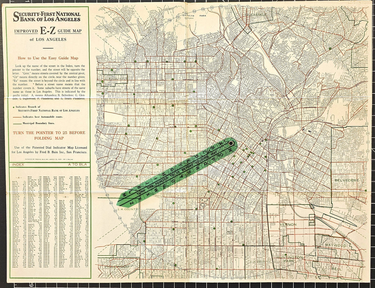 E-Z Guide Map of Los Angeles - Original Vintage Map
