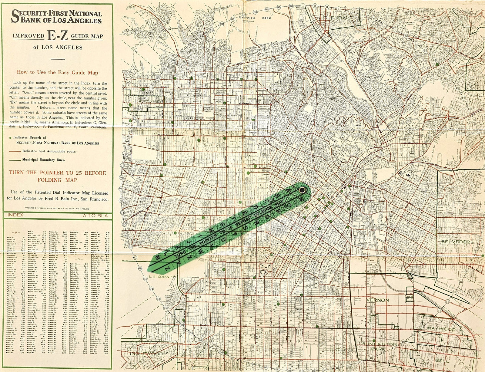 E-Z Guide Map of Los Angeles - Original Vintage Map