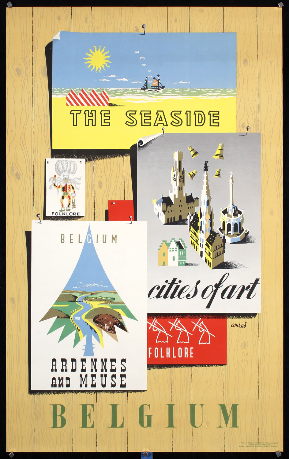 Belgium - The Seaside by Frédéric Conrad, ca. 1955 - Original Vintage Poster