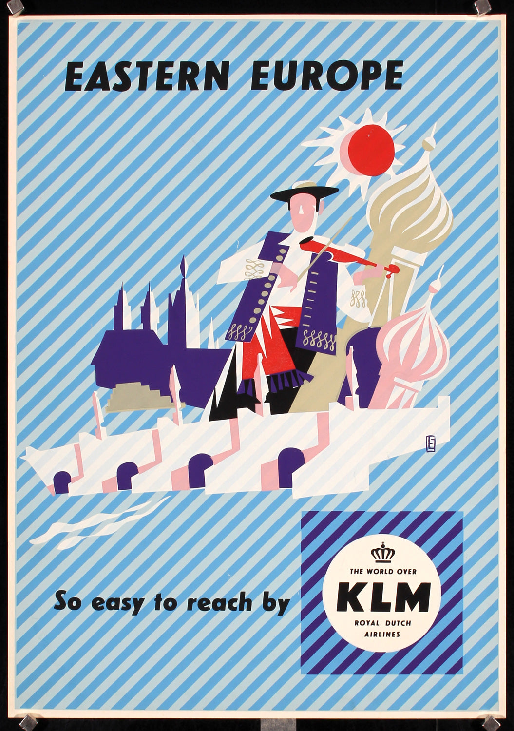 KLM - Eastern Europe by Leen Spierenburg, ca. 1955 - Original Vintage Poster