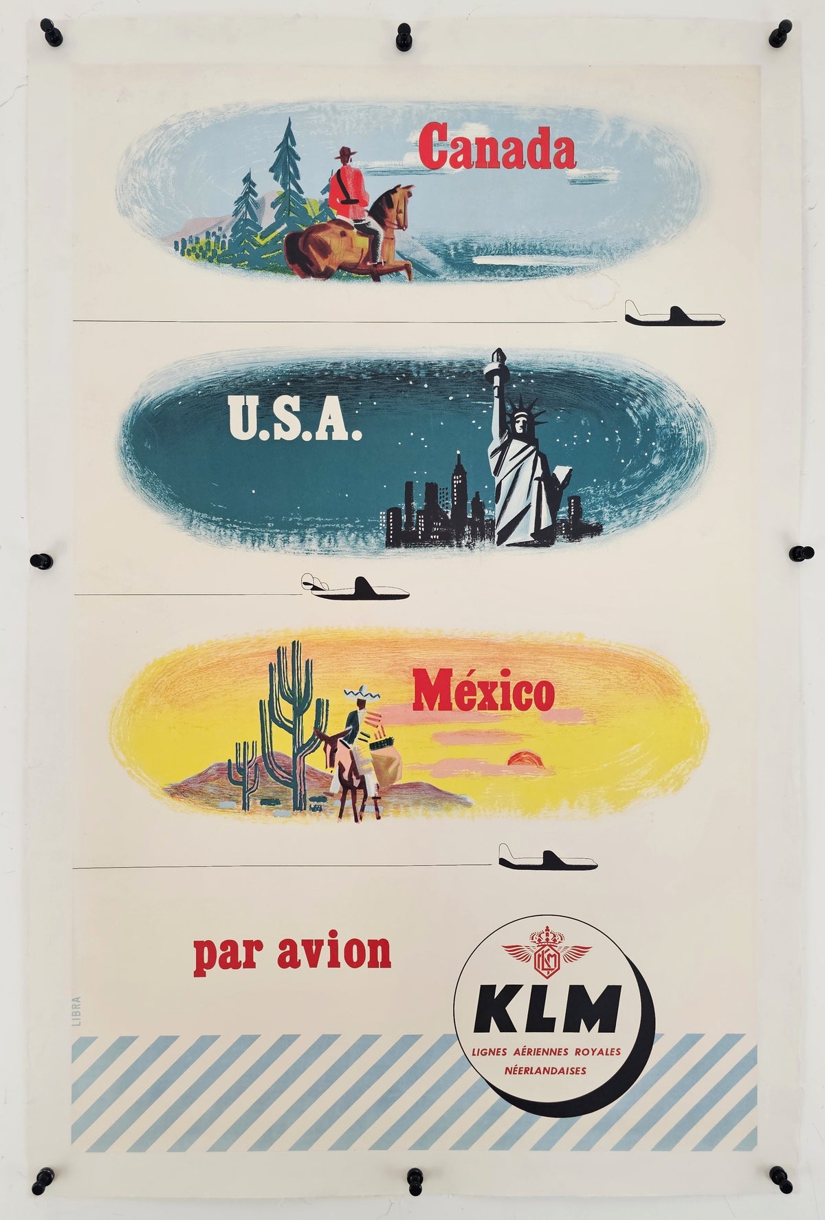 Visit Canada, USA, Mexico (KLM) - Original Vintage Poster