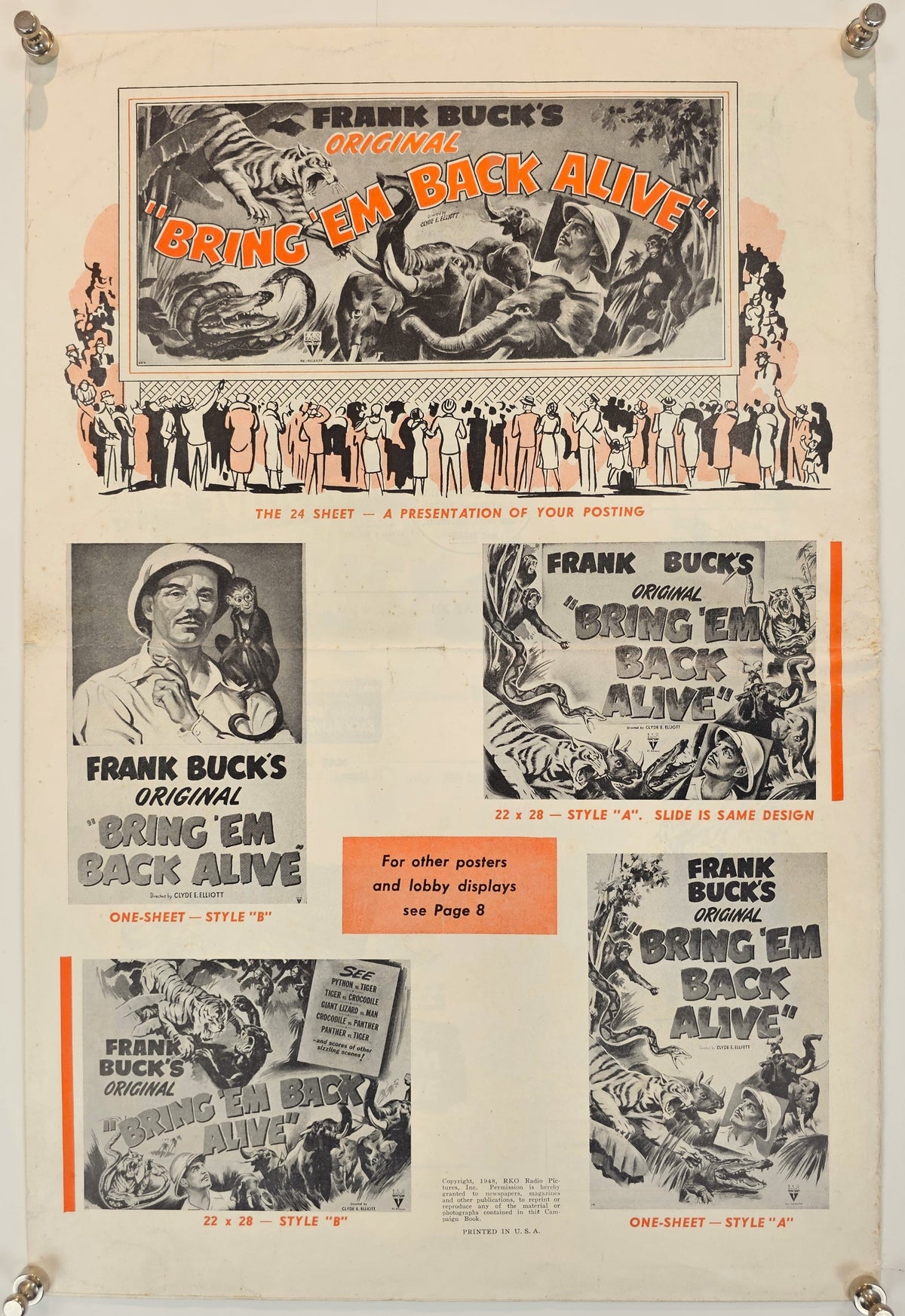 Bring 'Em Back Alive (Pressbook) - Original Vintage Publication:
