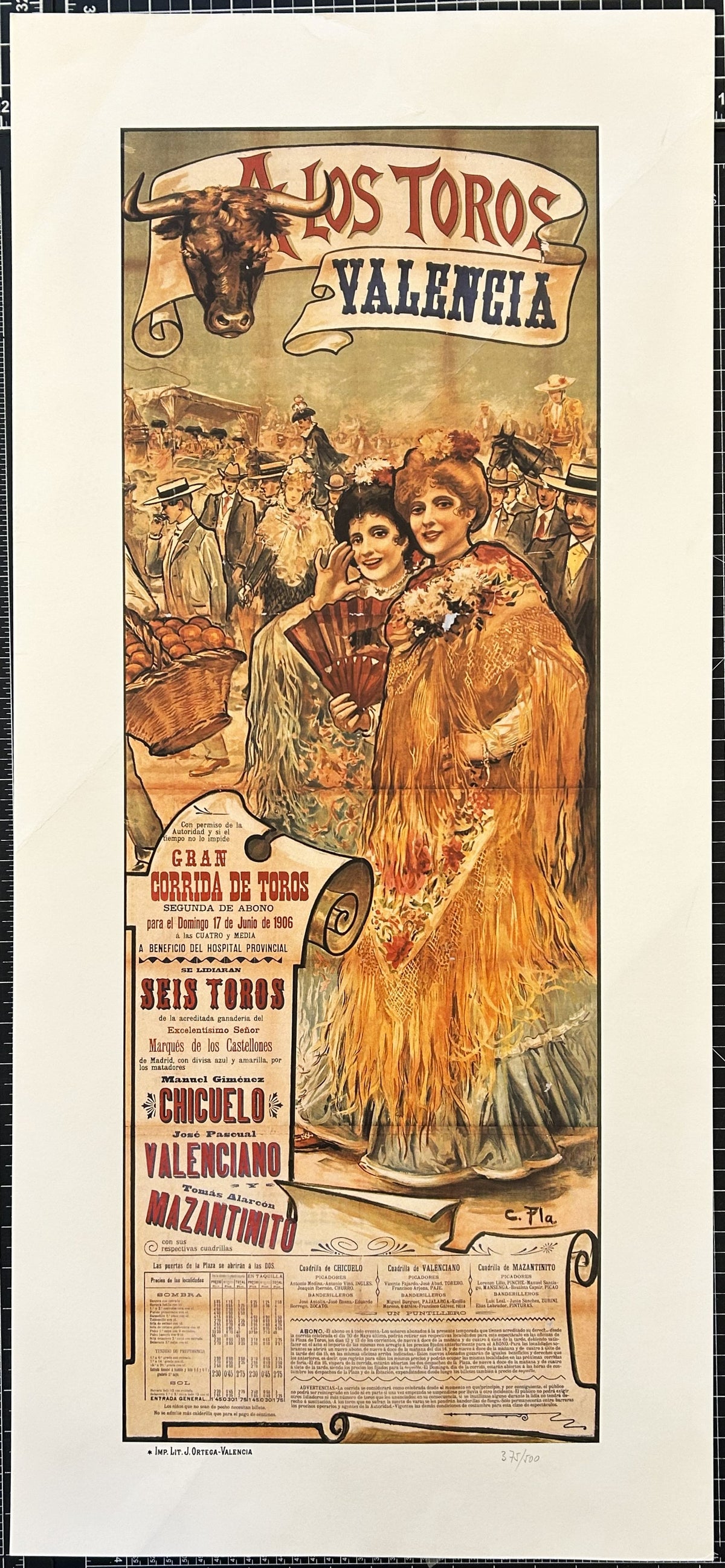 A Los Toros, Valencia - Original Vintage Poster
