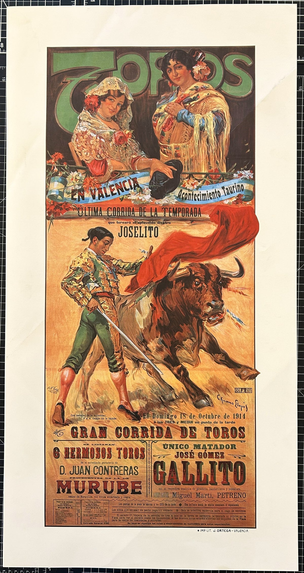 Toros en Valenica (Historical Re-Issue) - Original Vintage Poster