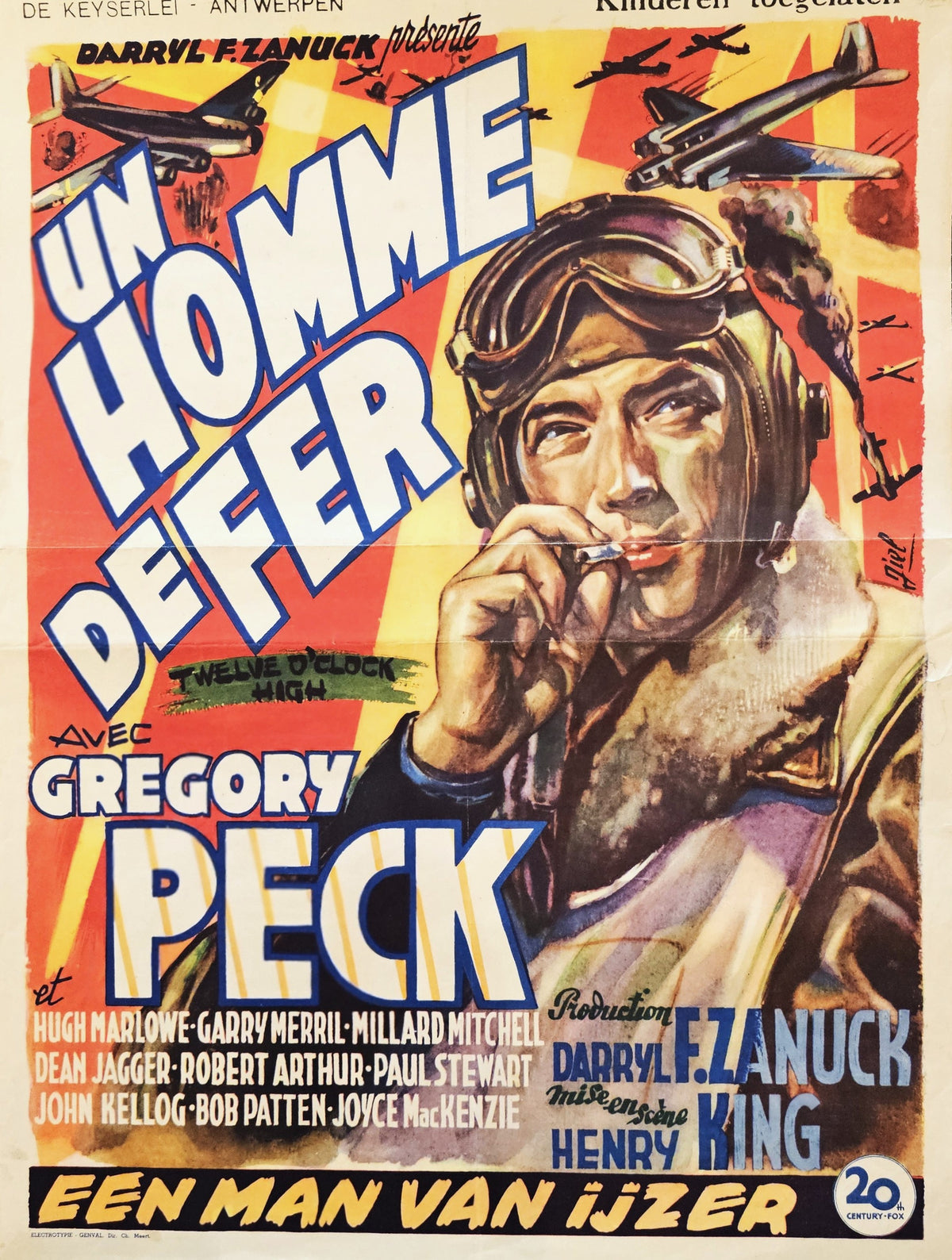 Twelve O' Clock High, Belgian Release - Original Vintage Poster