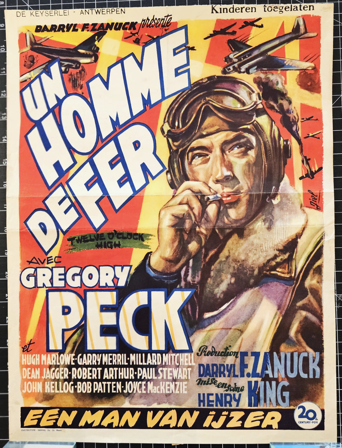 Twelve O' Clock High, Belgian Release - Original Vintage Poster