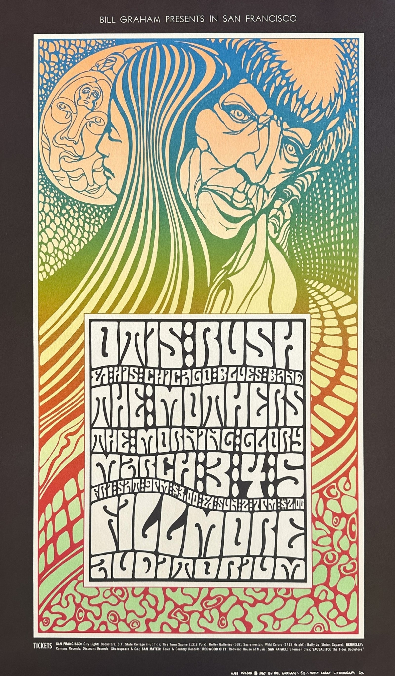 Otis Rush, The Mothers by Wes Wilson (BG-53-1) - Original Vintage Poster