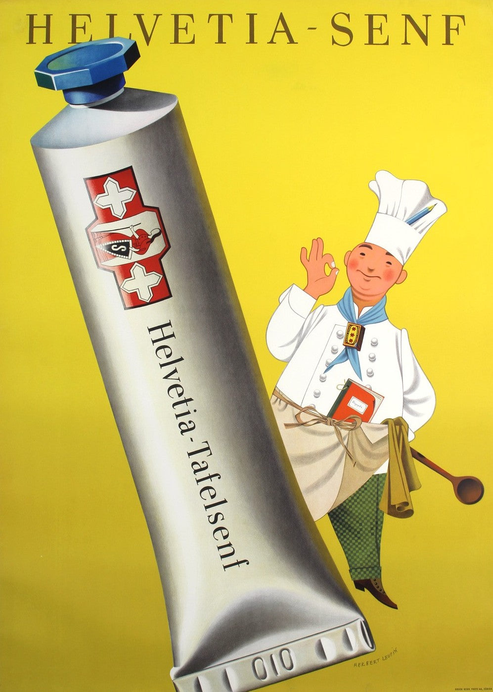 Helvetia-Senf Mustard by Herbert Leupin - Original Vintage Poster