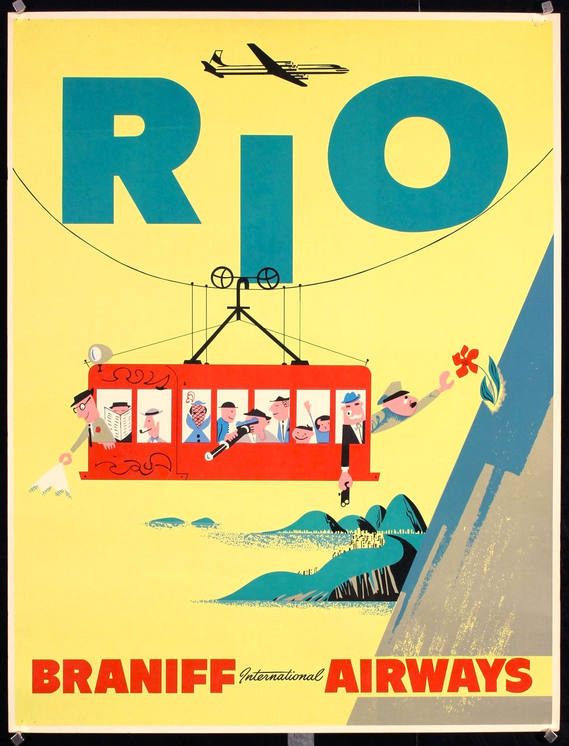 Visit Rio, Braniff Airways - Original Vintage Poster