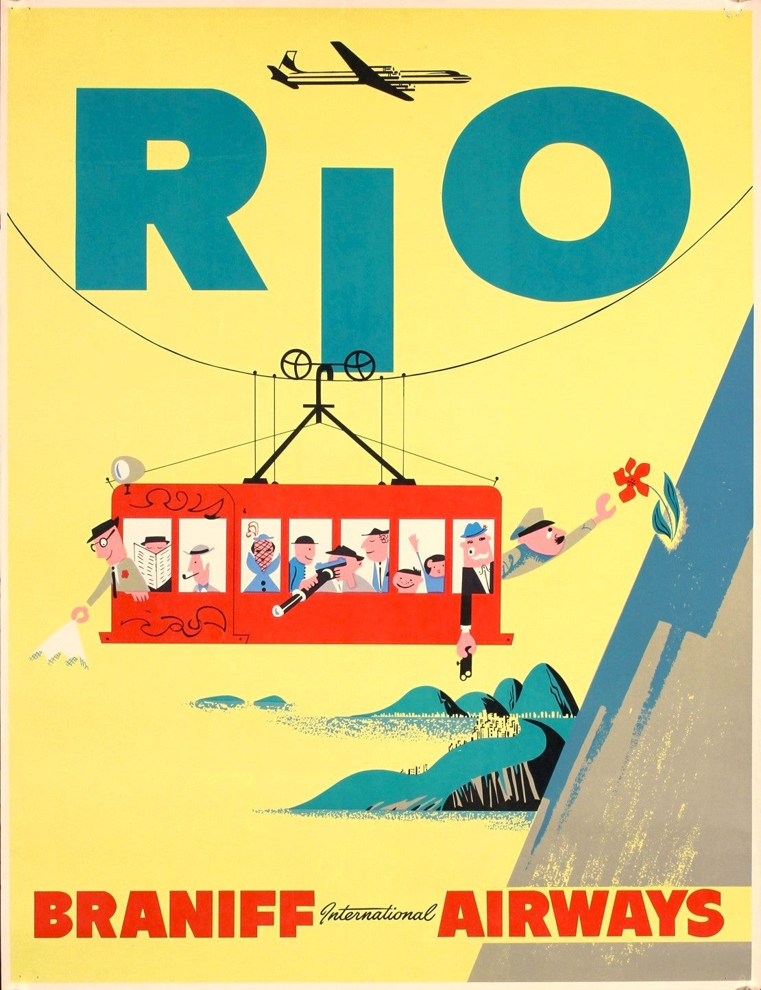 Visit Rio, Braniff Airways - Original Vintage Poster