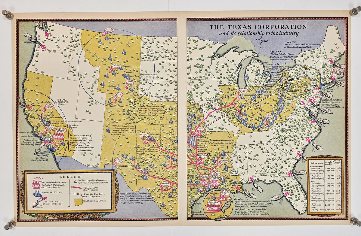 The Texas Corp Map (Texaco) - Original Vintage Map