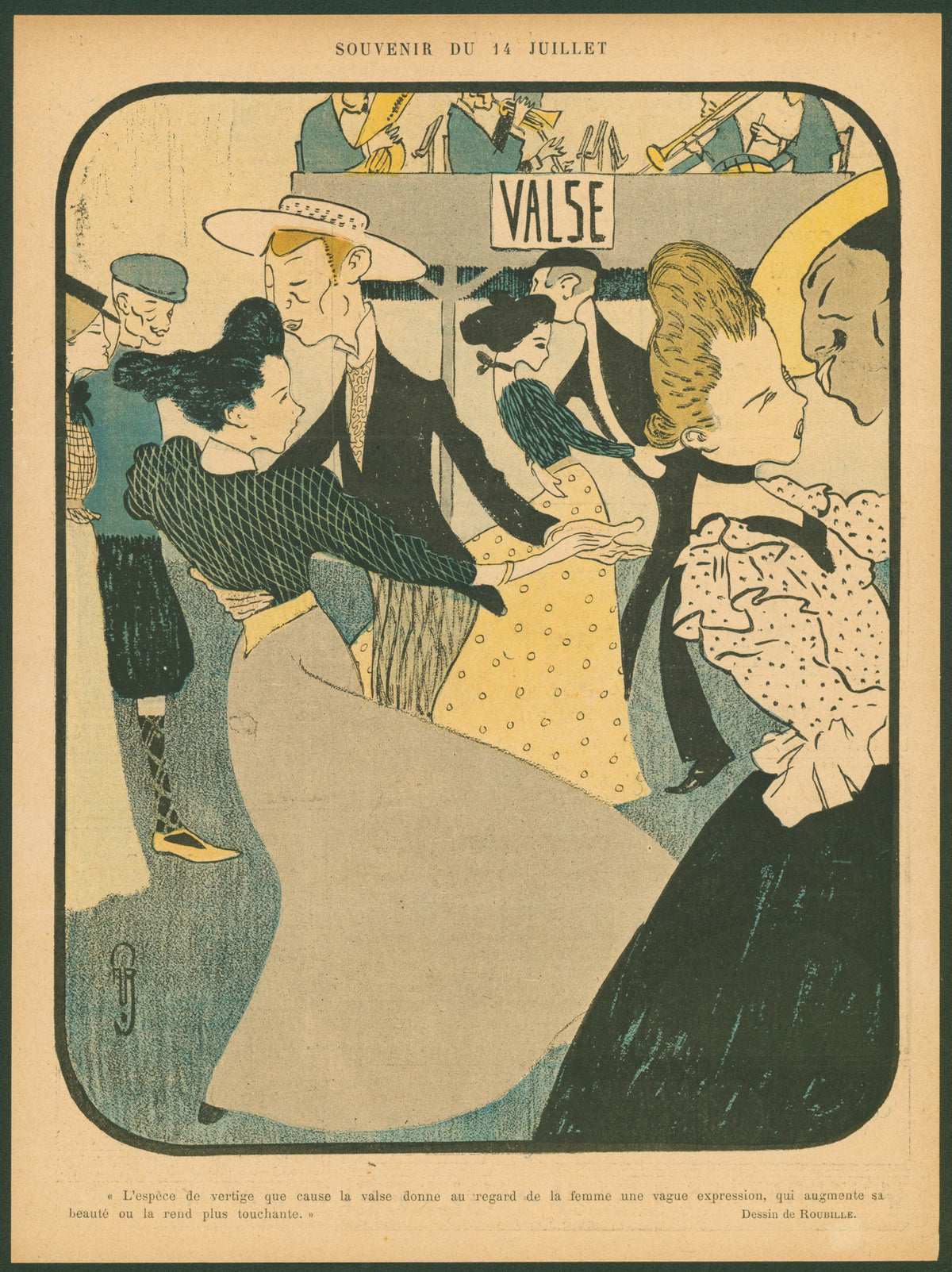 Bastille Day, Le Rire - Original Vintage Illustration