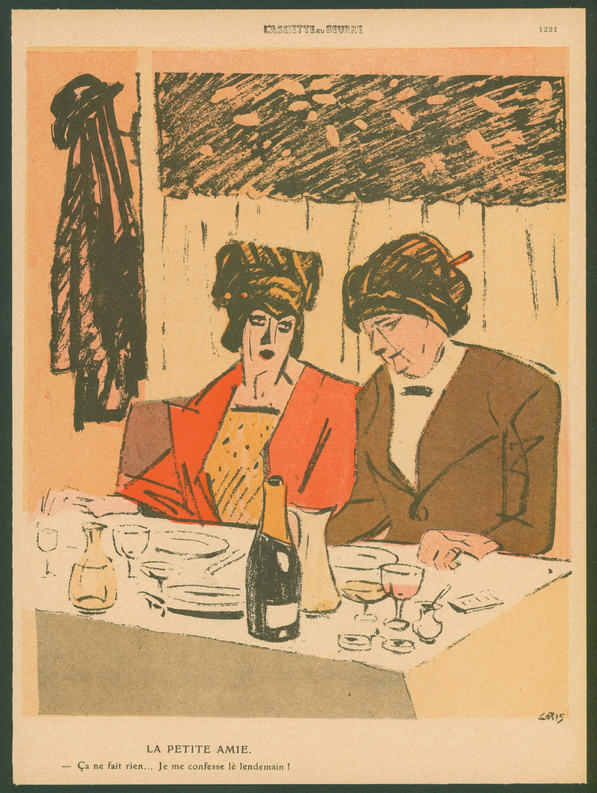 The Girlfriend, L'Assiette au Beurre. - Original Vintage Illustration