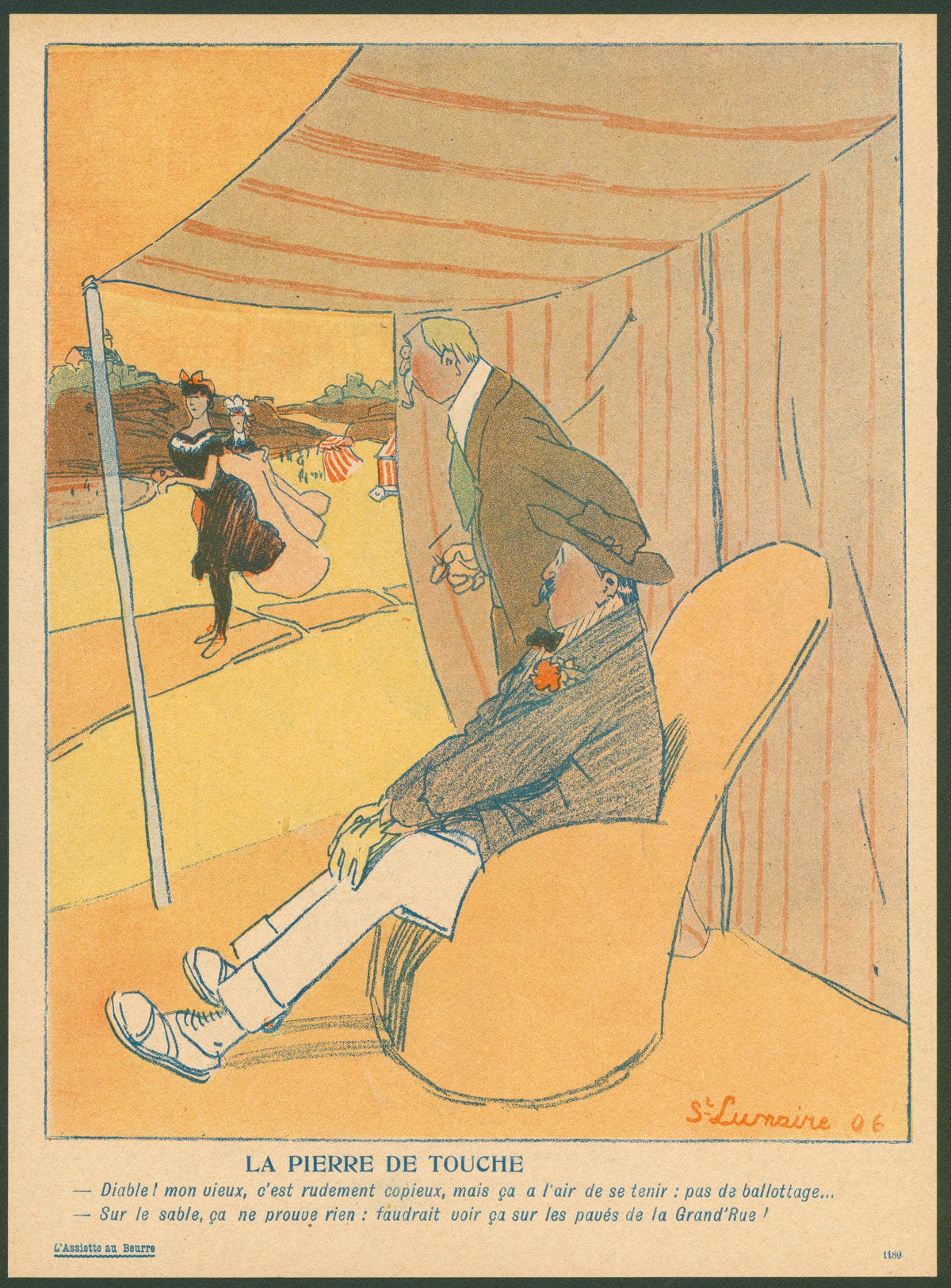 The Touchstone, L'Assiette au Beurre. - Original Vintage Illustration