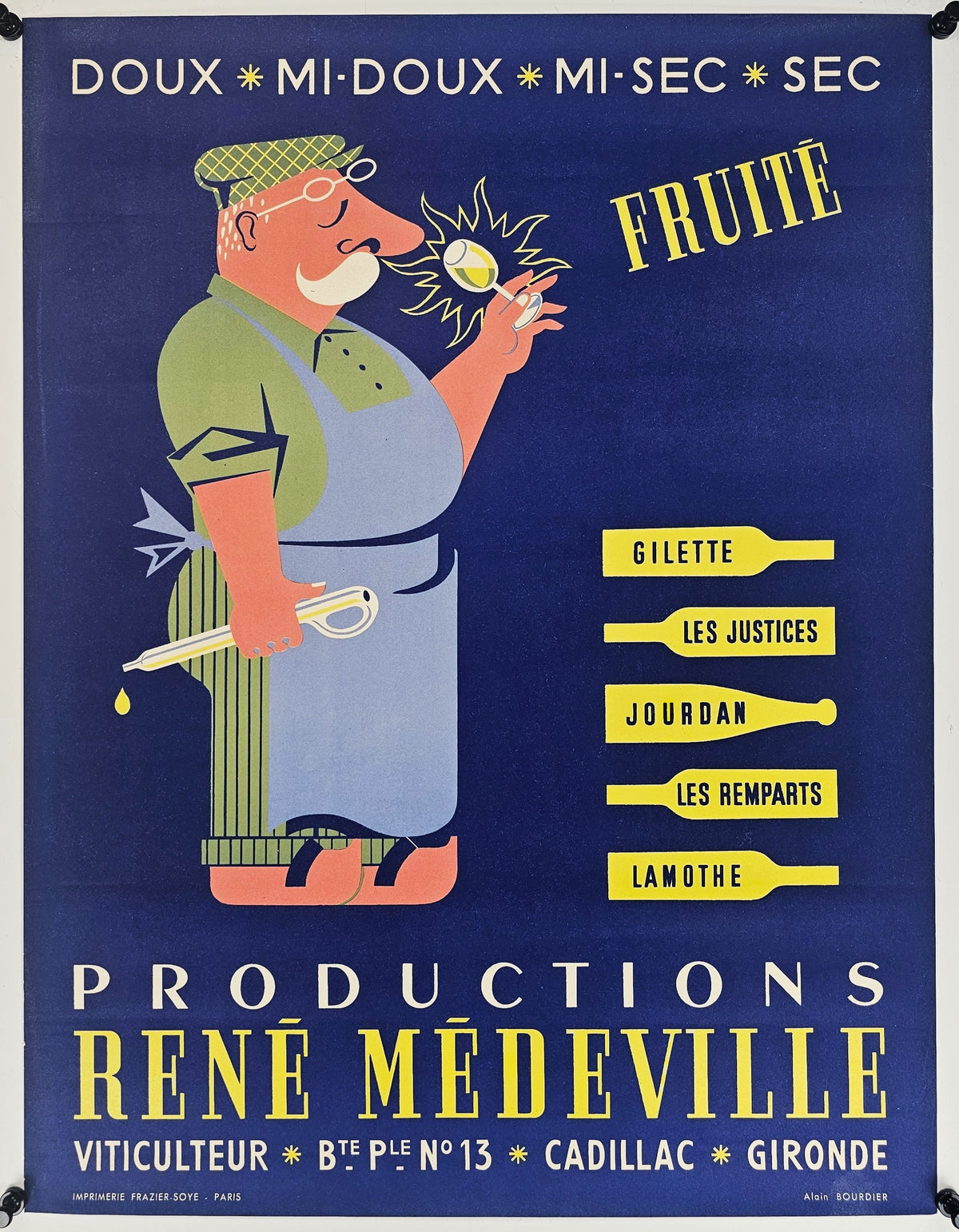 Productions René Médeville, White Wine - Original Vintage Poster