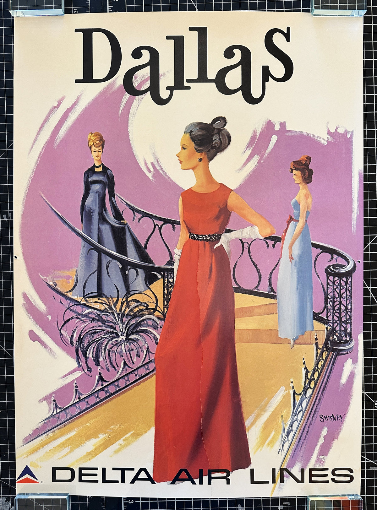 Visit Dallas, Delta Airlines - Original Vintage Poster