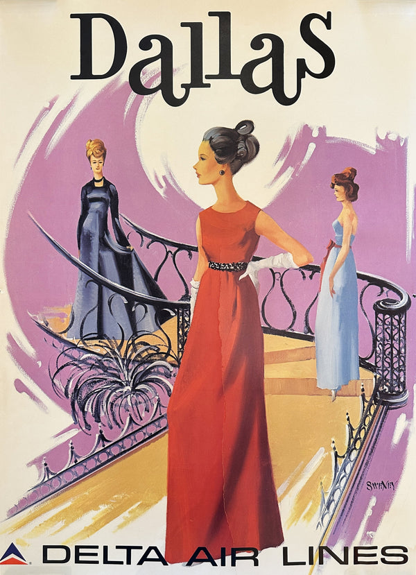 Visit Dallas, Delta Airlines - Original Vintage Poster