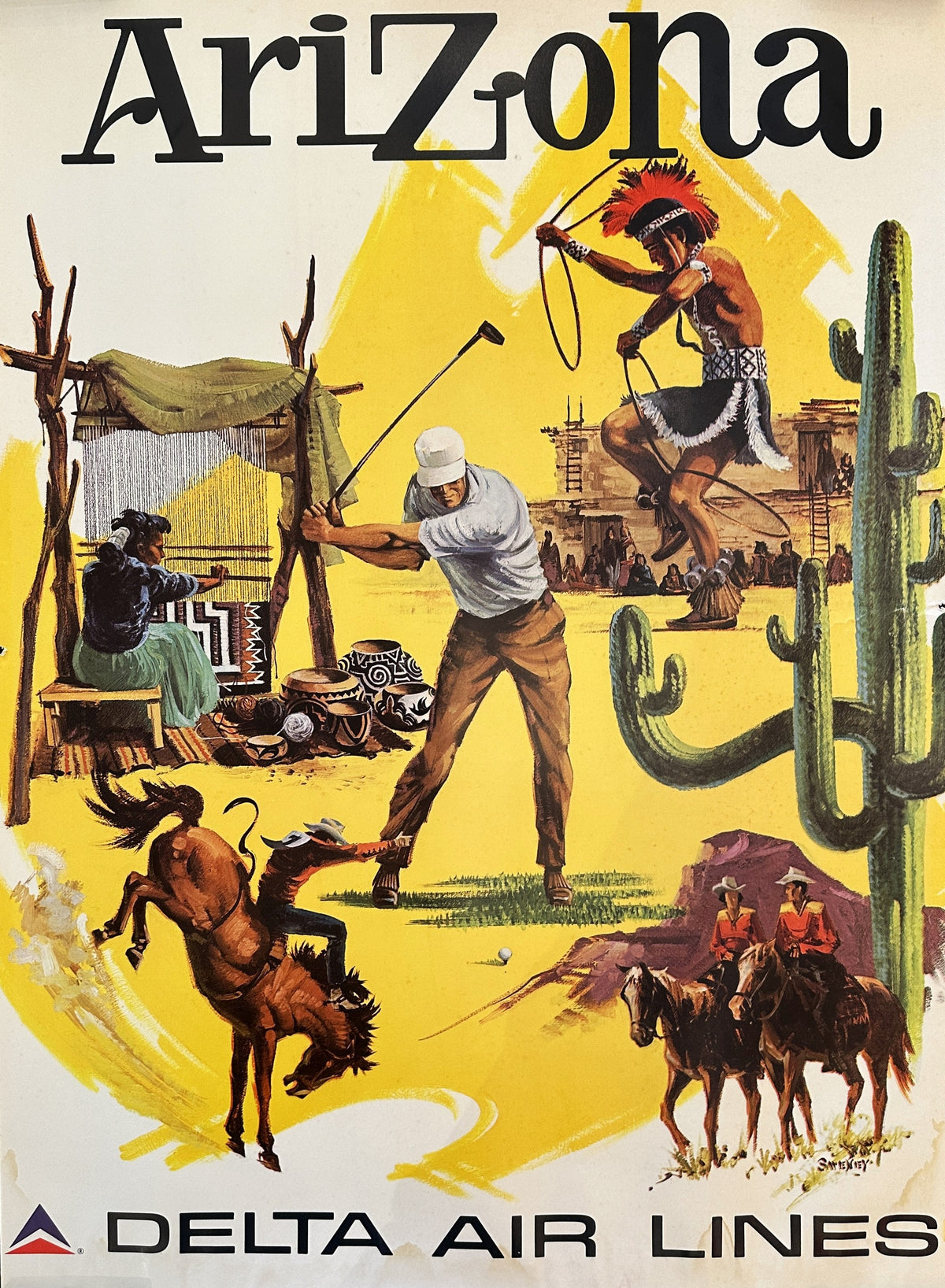 Visit Arizona, Delta Airlines - Original Vintage Poster