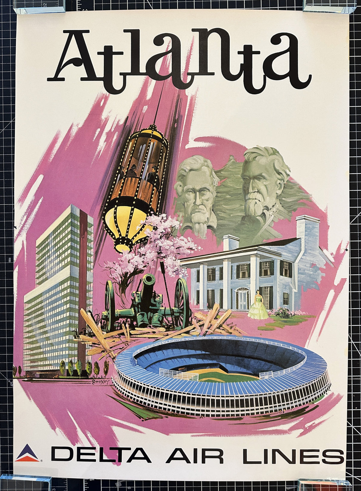 Atlanta by Fred Sweeney, Delta Airlines - Original Vintage Poster