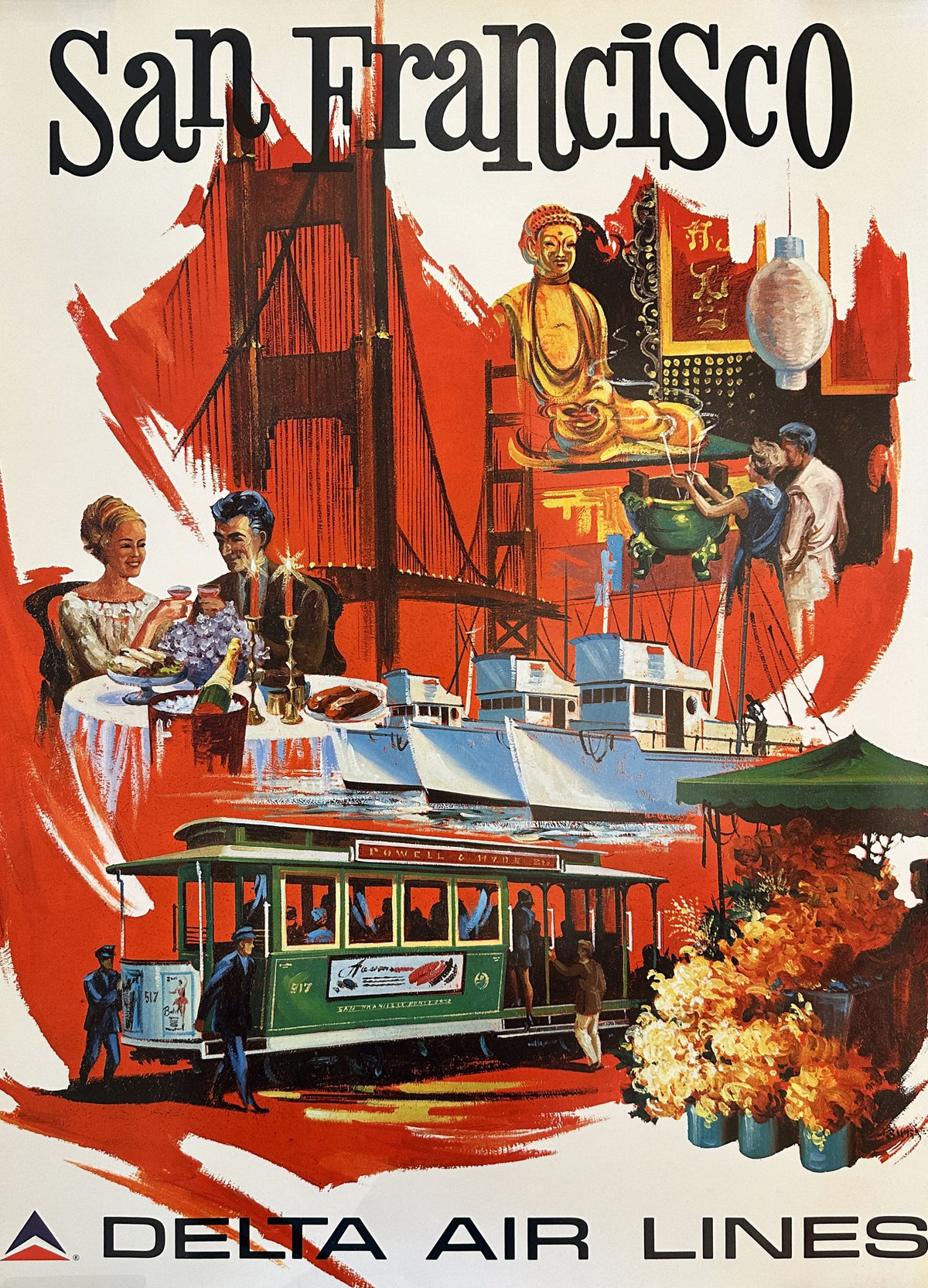 Visit San Francisco, Delta Airlines - Original Vintage Poster