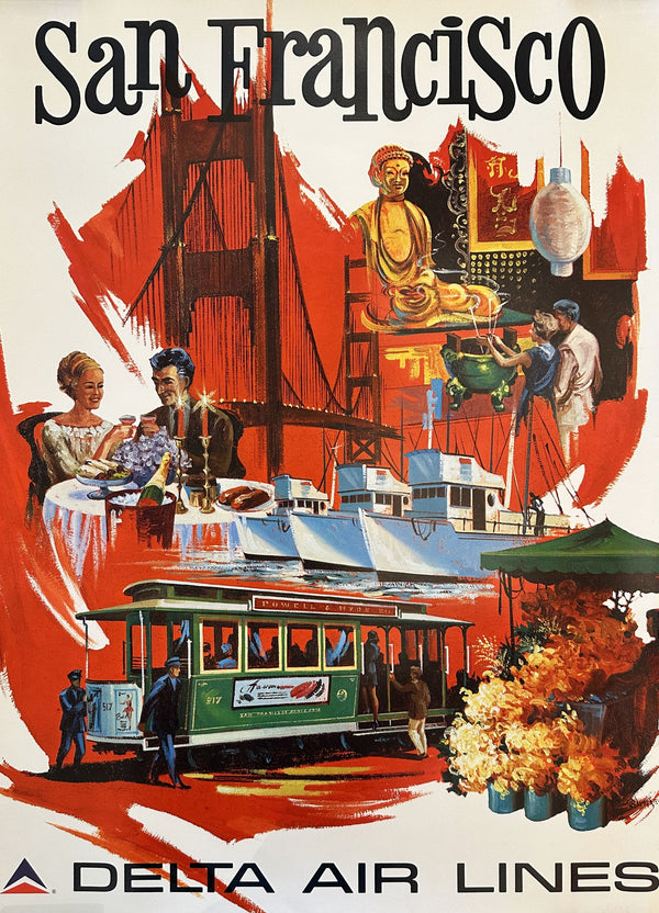Visit San Francisco, Delta Airlines - Original Vintage Poster