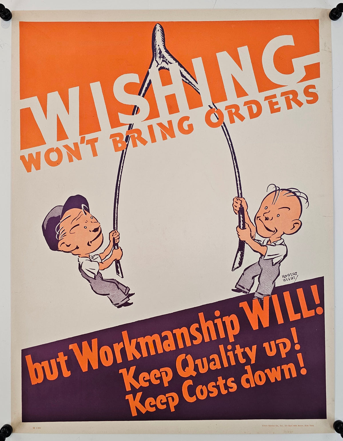 Wishing Won't Bring Orders, Motivational Poster - Original Vintage Poster