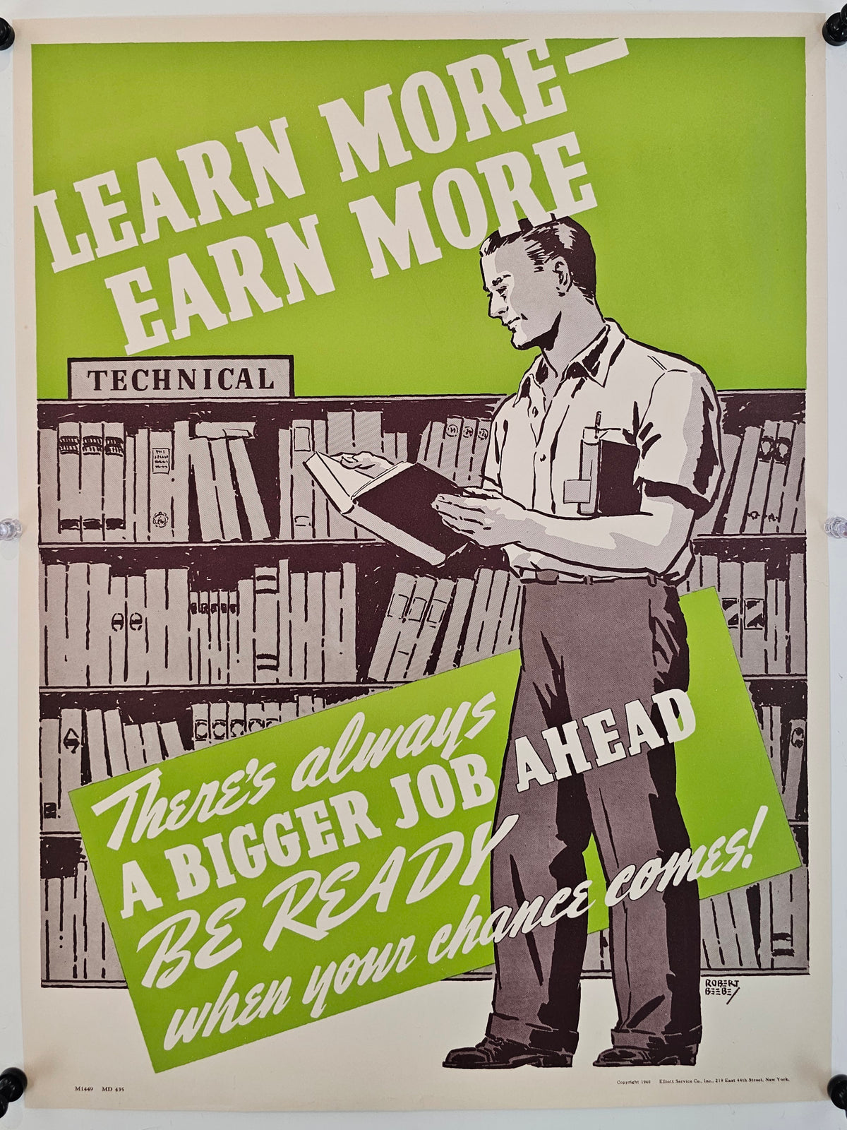 Learn More & Earn More, Work Propaganda (WW2) - Original Vintage Poster