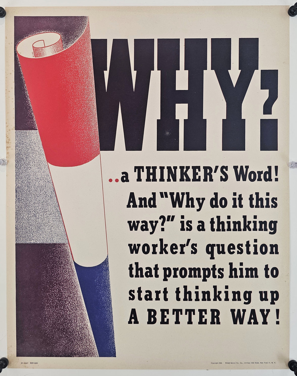 Thinking Better, Work Propaganda (WW2) - Original Vintage Poster