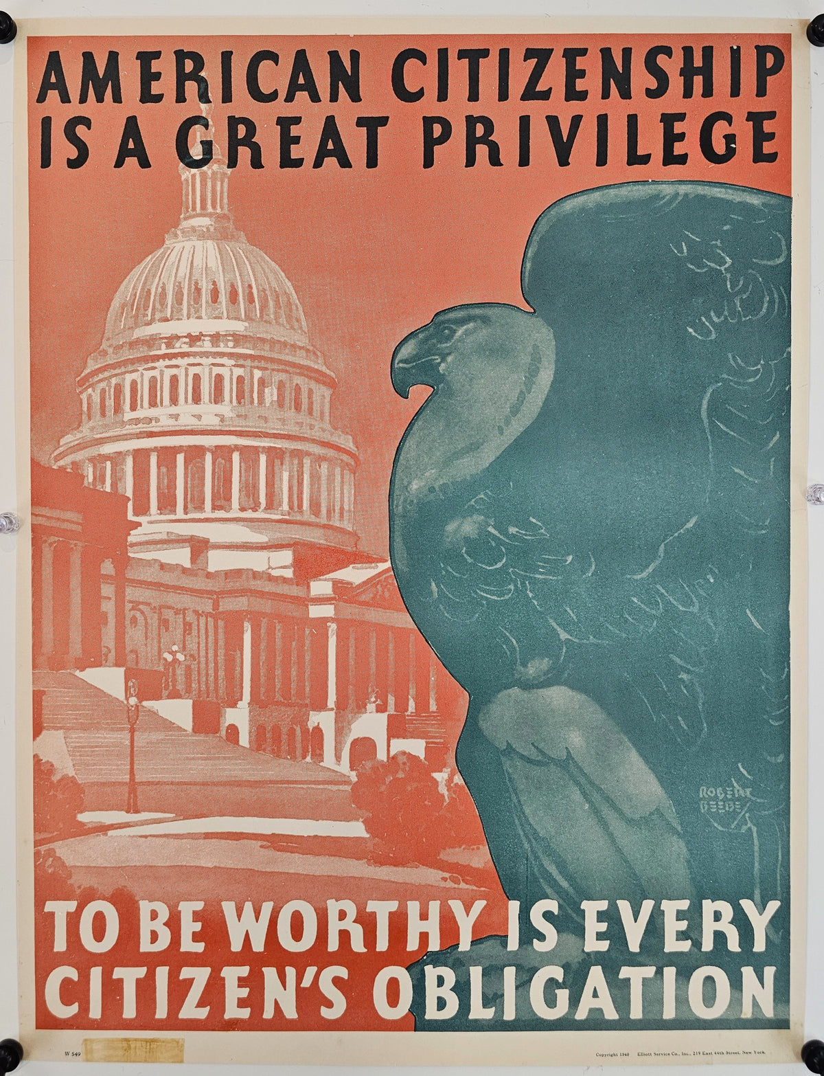 American Citizenship, Work Propaganda (WW2) - Original Vintage Poster