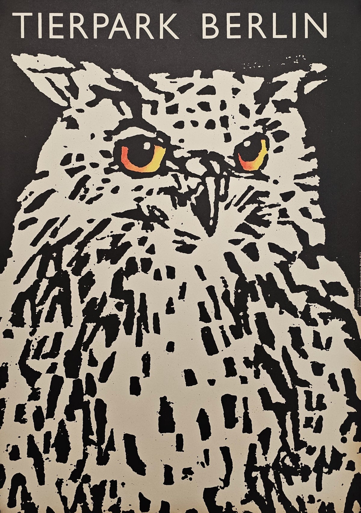 Berlin Zoo, Owl - Original Vintage Poster